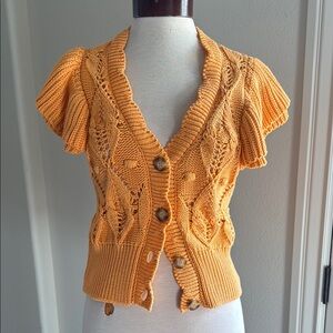 Zara Orange Knit Cardigan Sweater